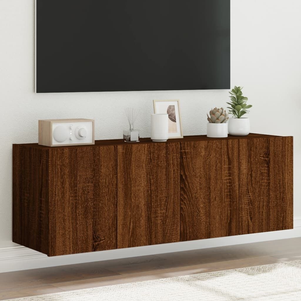 Maison Exclusive - TV-Wandschränke mit LED-Leuchten 2 Stk. Braun Eichen-Optik