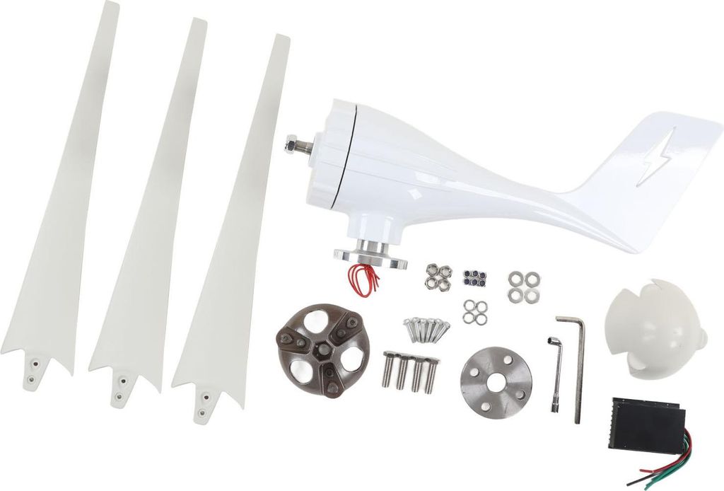600-W-Windkraftanlage mit 3 Nylonfaser-Rotorblättern, MPPT-Steuerung, Gehäuse aus Aluminiumlegierung, 48 V, geeignet für Straßenbeleuchtung und...