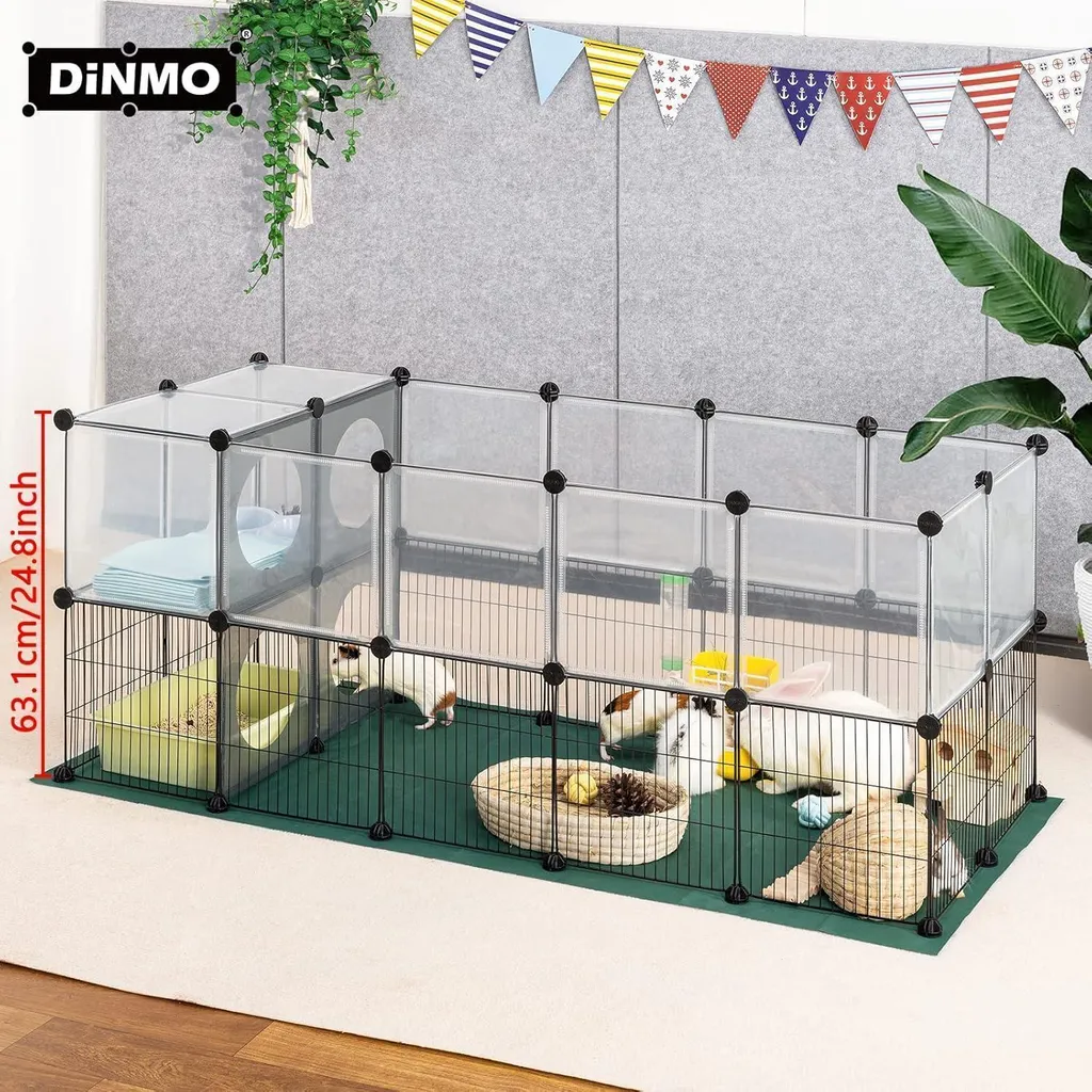 Cage Ouverte Modulable pour Petits Animaux avec Tapis de Sol Oxford 63cm