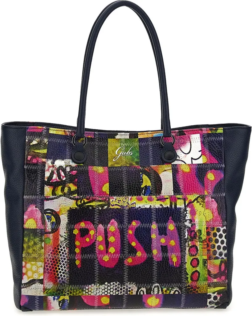 Sac à Épaule Gabs Jessica en Cuir Imprimé Stampa Trip Nero Bleu Femme