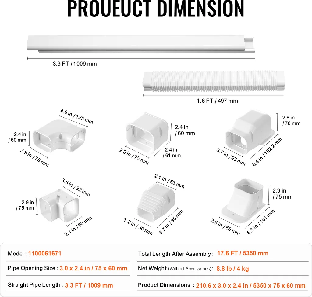 Kit Canalina Condizionatore SucceBuy 76,2mm x 5350mm - PVC Anti-UV - 7
