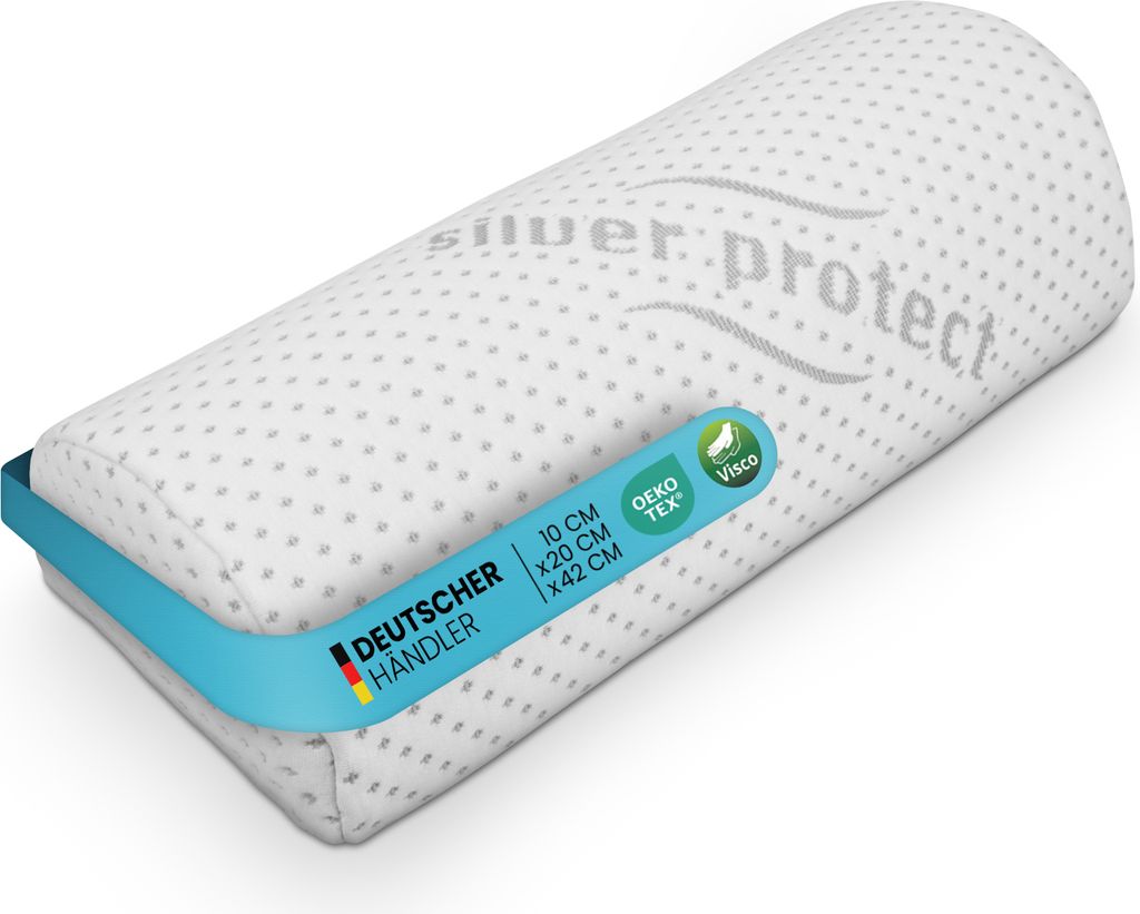 Halbrolle 20x40 cm - Memory Foam Visco Nackenkissen, Silver Produktbild 