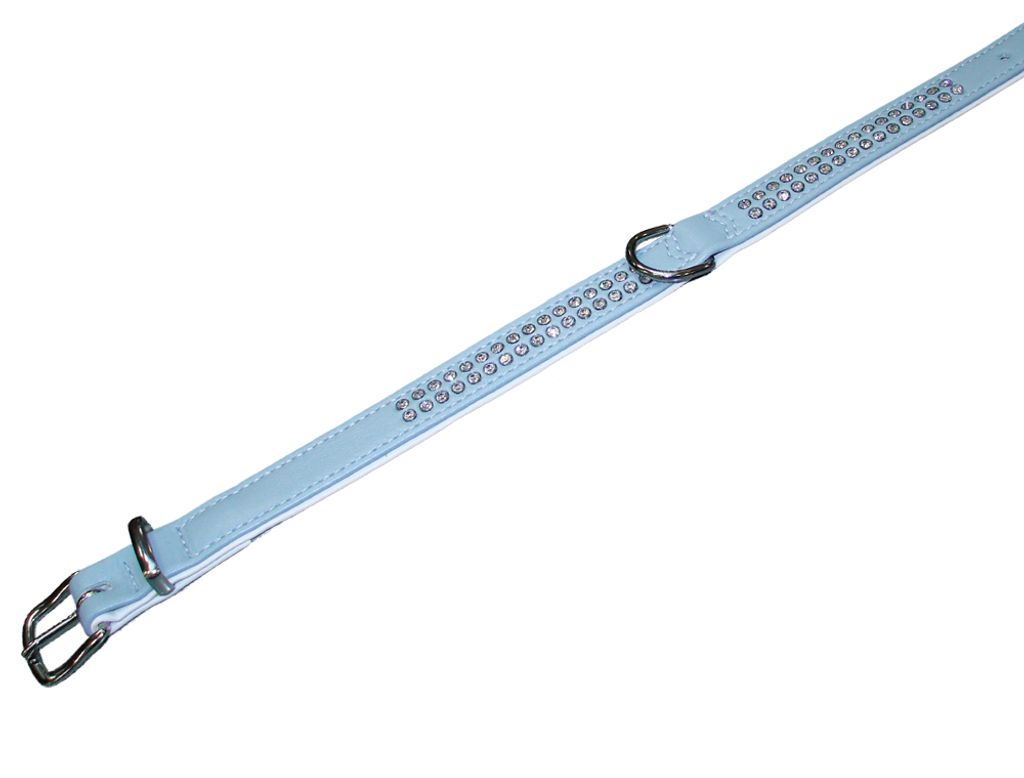 Nobby Halsband "Crystal" zweireihig 47 cm (35-41 cm), 17/19 mm hellblau / weiß