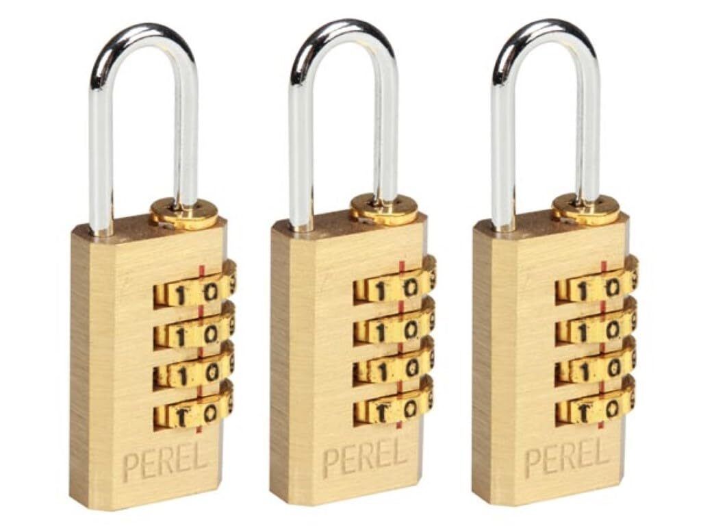 Perel Set mit 3 Mini-Zahlenkombinationsschlössern, für Reisekoffer und Handgepäck