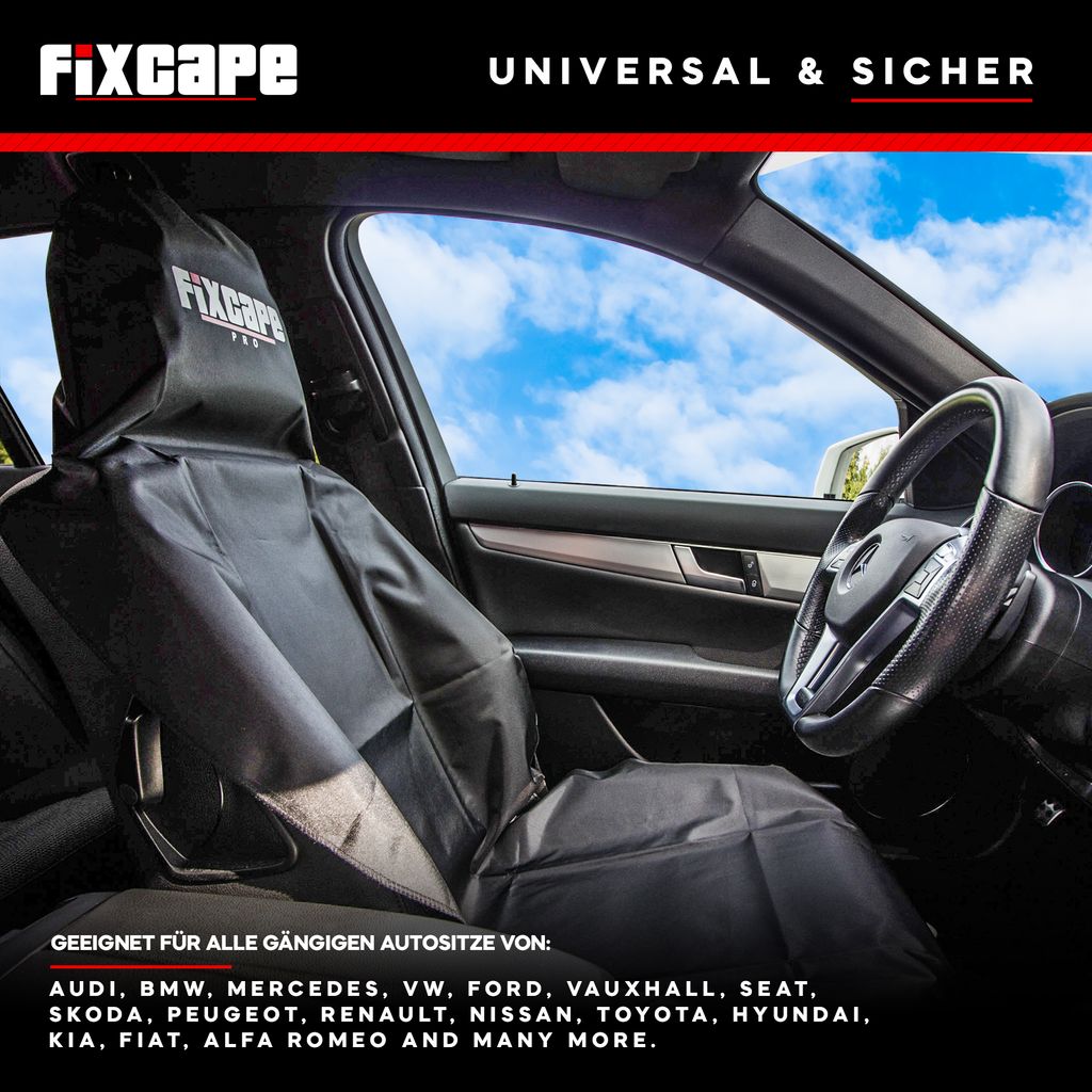 fixcape PRO Sitzbezug Auto Vordersitze universal wasserdicht (schwarz) –  Auto-Sitzschoner vorne - Autositzbezüge für Vordersitze – Überwurf  Sitzbezüge