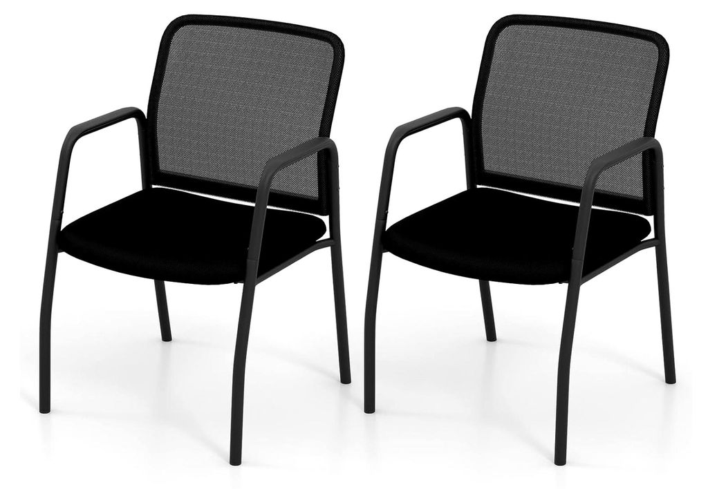 2er Set Besucherstühle, Konferenzstühle mit atmungsaktiver Rückenlehne, gepolsterter Sitzfläche und Armlehnen, Bürostühle für Empfangsraum, ...