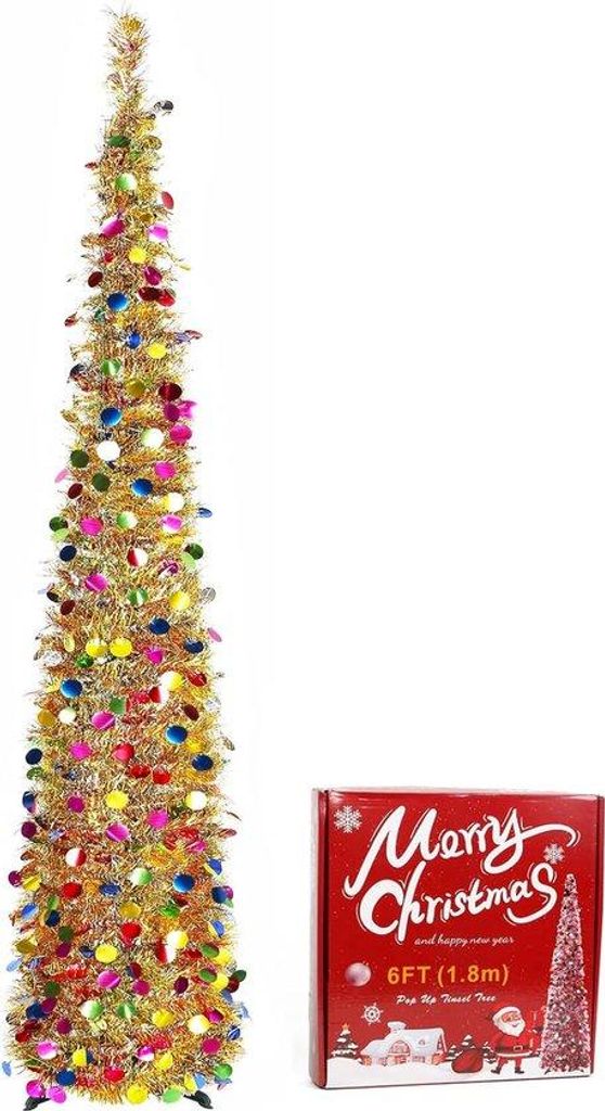 Pop-up Weihnachtsbaum 1,8m hoch, Gold-Glitzer, Pailletten-Stil aus PVC
