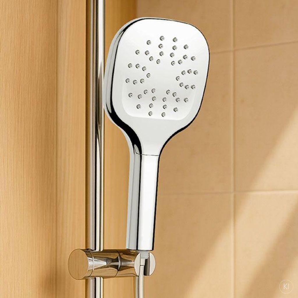 AquaCraft 120 Handbrause 120 mm eckig | Duschkopf mit 1 Strahlart Regenspray | Wassersparend 6 L/min | Chrom Brausekopf Easy Clean | Standardanschl...