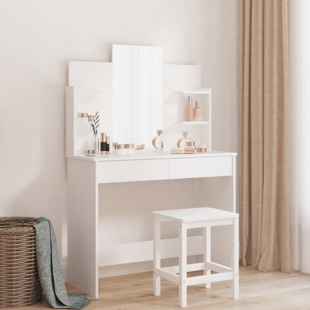 "im Angebot" Schminktisch mit Spiegel Weiß 96x39x142 cm - Schminktische CC23056