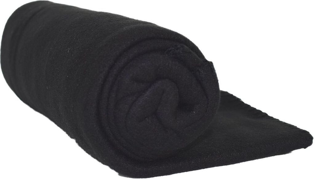Fleecedecke schwarz 130 x 170 cm Decke aus Polarfleece mit Saum