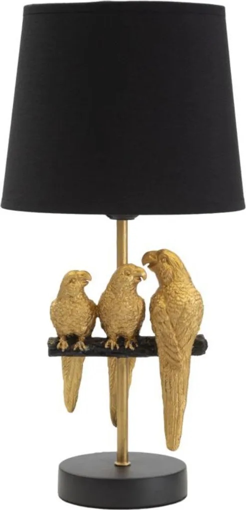 Lampe de table Lampada 20x39cm Noir et Or en Métal PVC et Polyester
