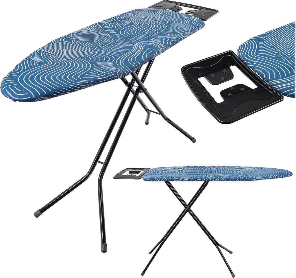 KADAX Bügelbrett 120x38 cm, klappbarer Bügeltisch mit stabiler Stahlkonstruktion, hitzebeständigem Bezug und Ablage für Bügeleisen, höhenvers...