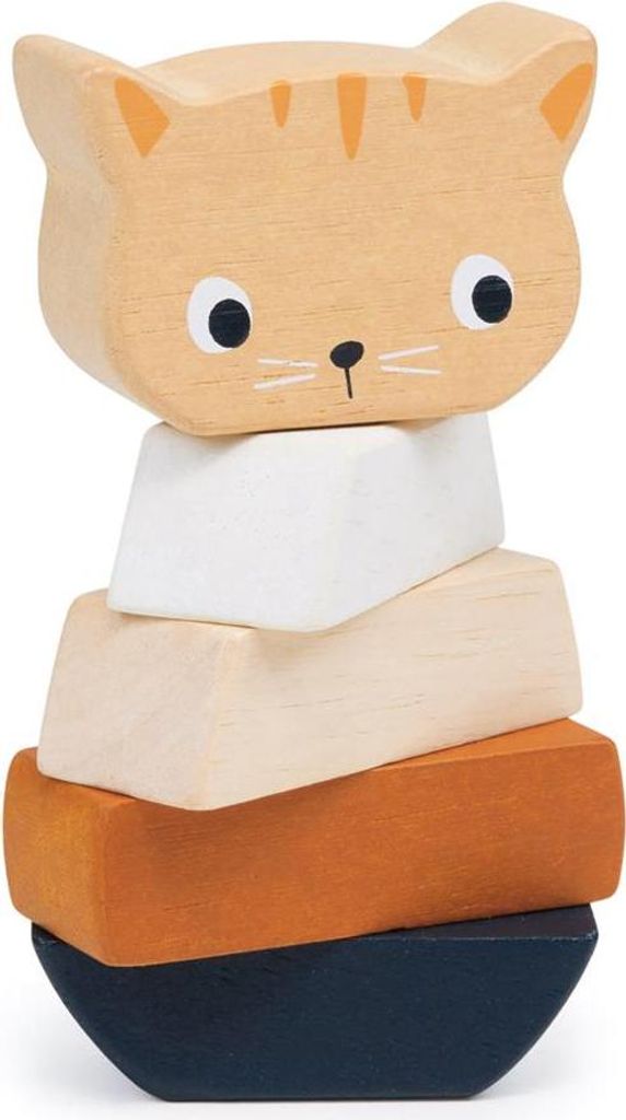 Mentari Holz Stapelturm Katze Spielzeug bunt
