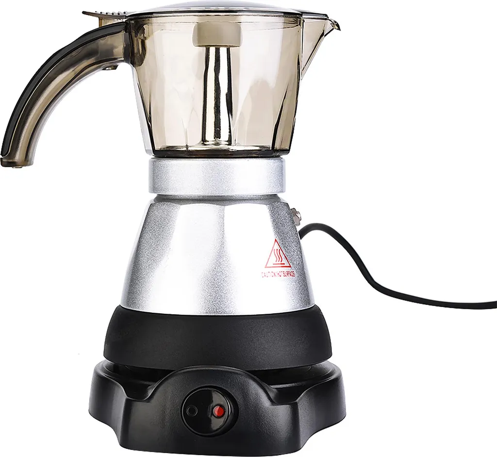 Elektrische Moka-Kanne mit großem Fassungsvermögen Herdplatte Espresso-Kaffeemaschine Kaffee-Perkolator 150ml