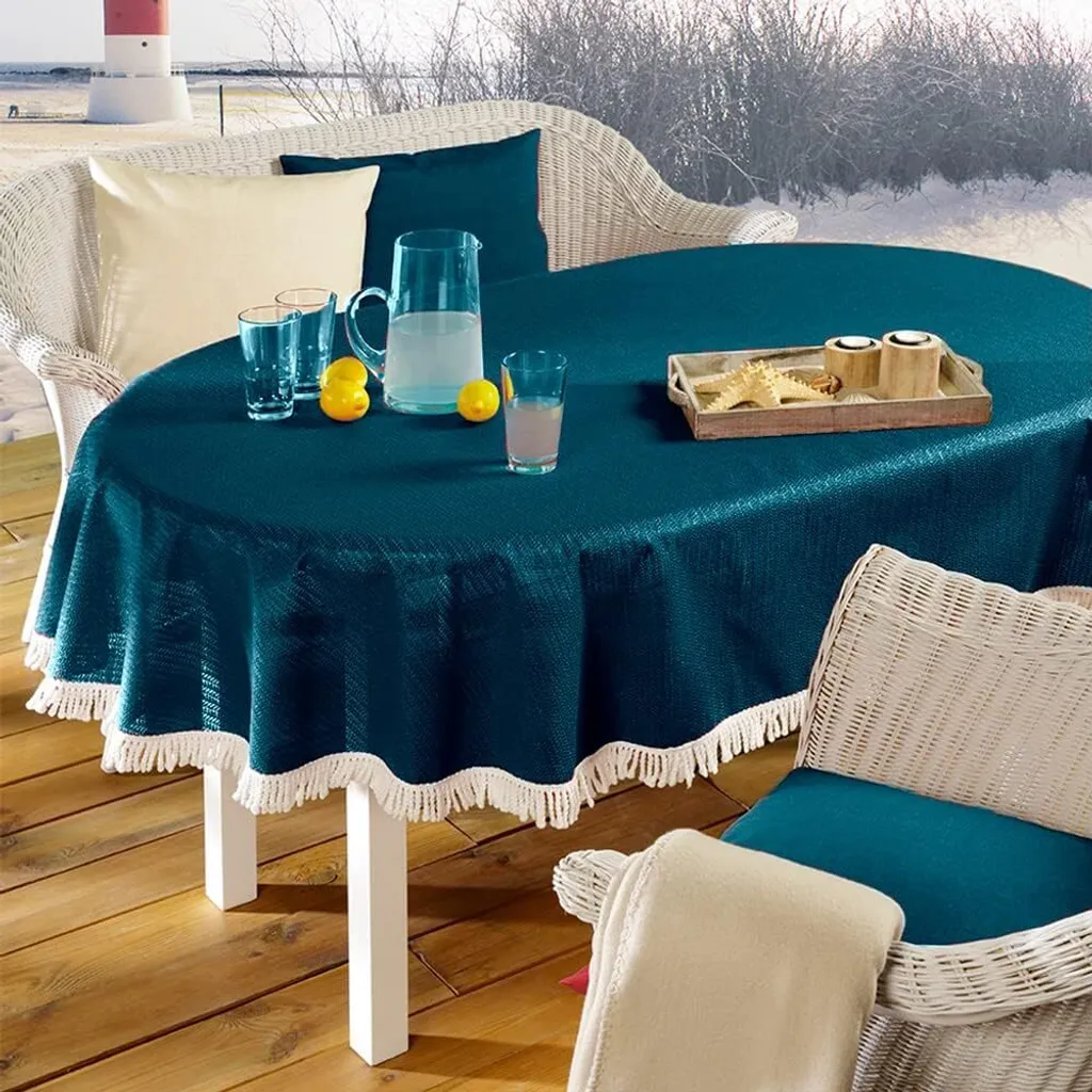 EMHELLE Tovaglia Camping Ovale 150x210 Blu Scuro Impermeabile