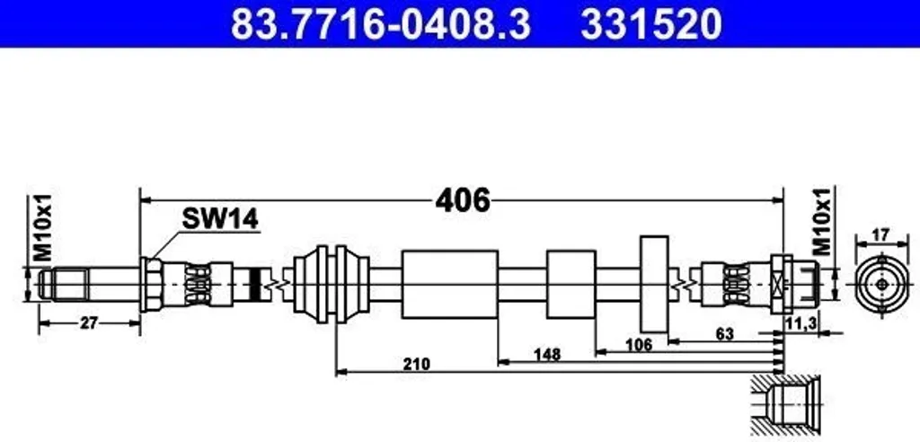 Sicurezza Freni Volvo V40: Tubo ATE Originale 83.7716-0408.3 (OE 31317909)