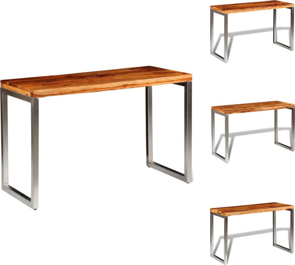 vidaXL Esstisch Schreibtisch Massivholz mit Stahlbeinen - Esstische