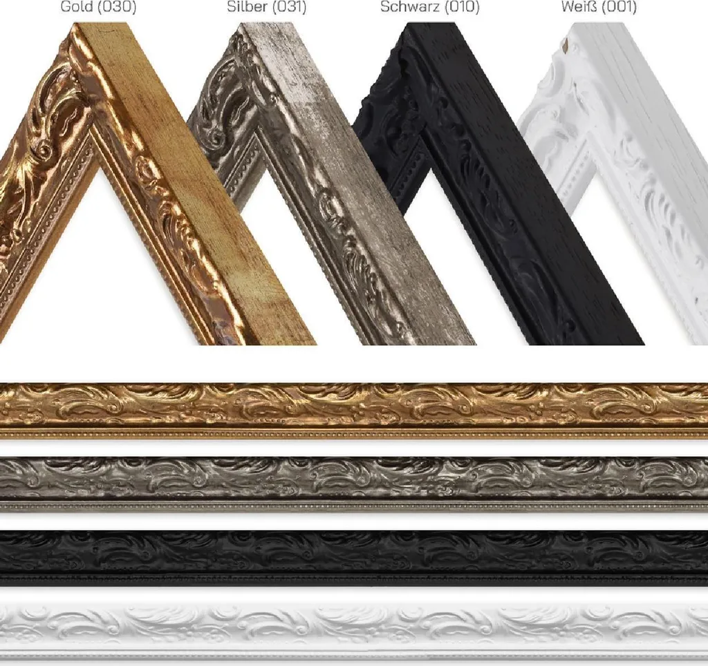 Cornice per foto Barocca in legno MendeFrames H530 Nero 40x50 cm Vetro normale - 4