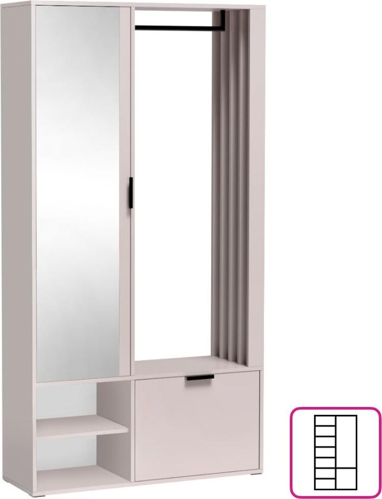 Kondela Garderobe mit Spiegel Muna - Kaschmir