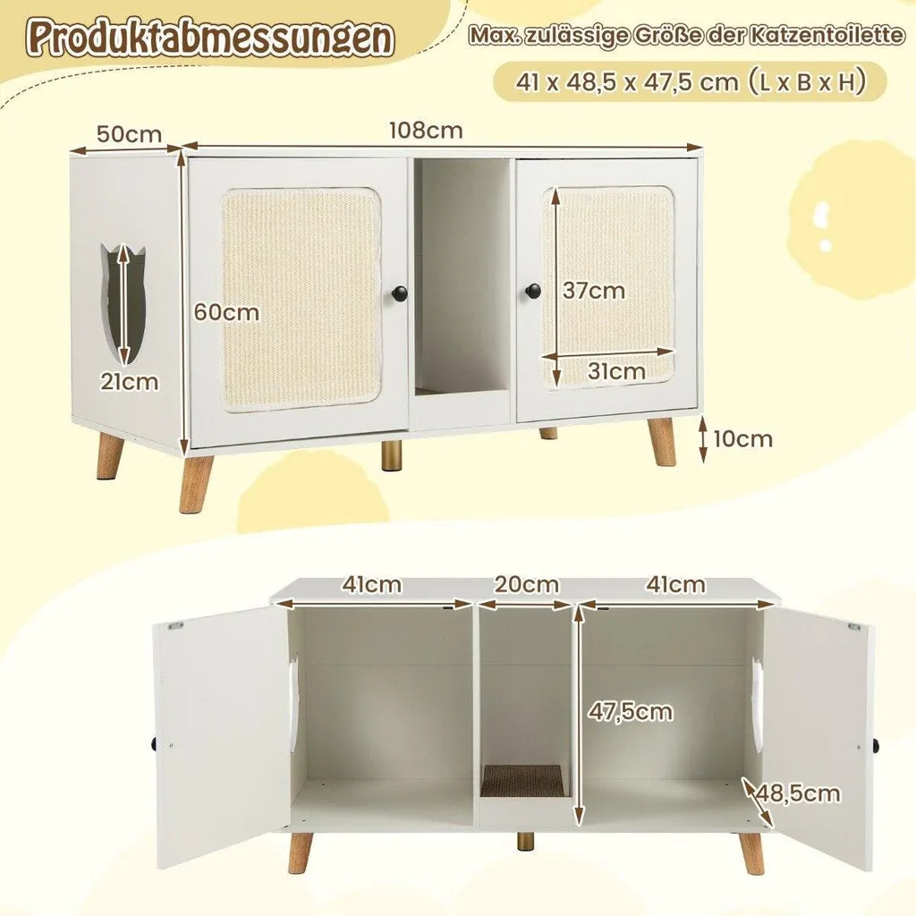 Maison de toilette pour chat sous forme de meuble blanc - Design discret - 3