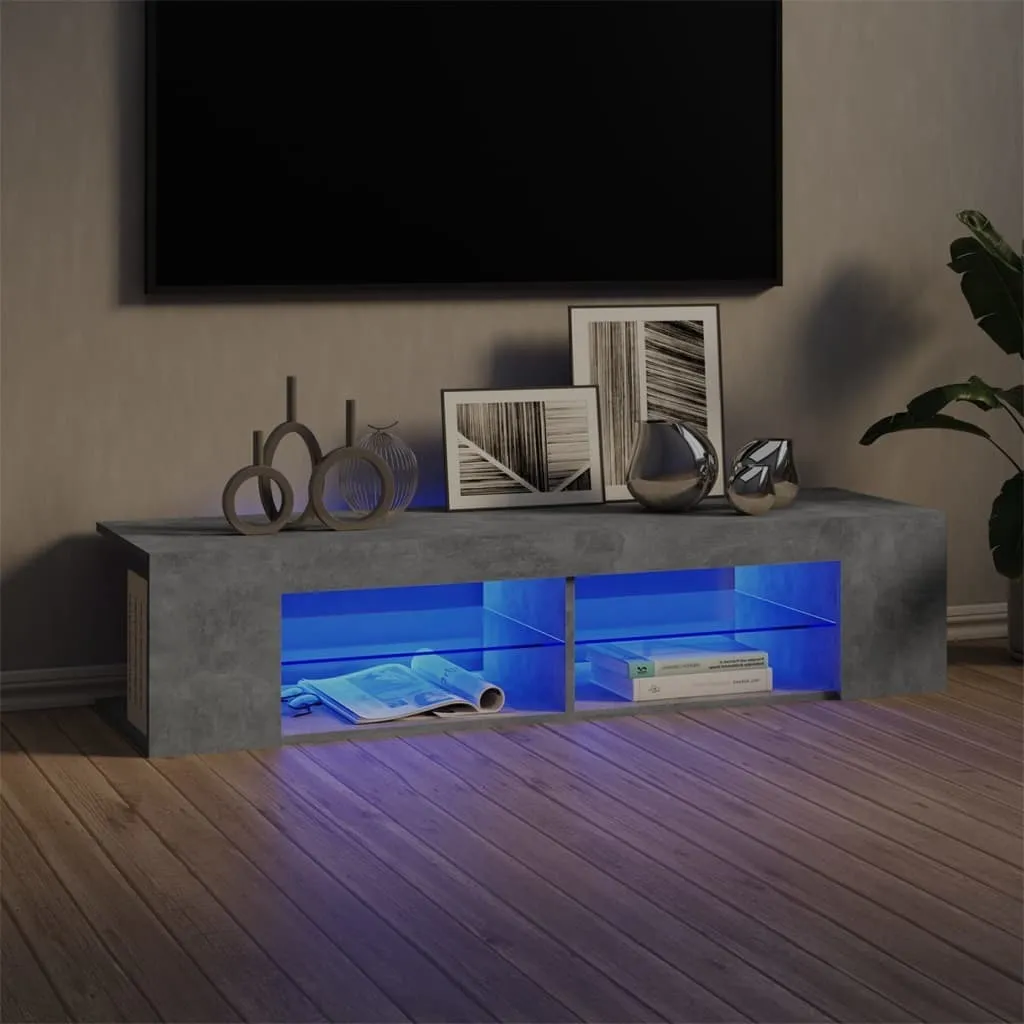 The Living Store Mobile TV con luci LED grigio cemento 135x39x30 cm