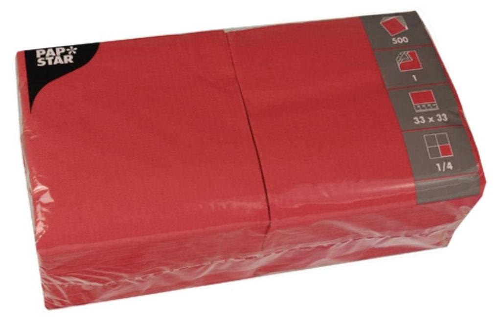 PAPSTAR Servietten 1/4-Falz, 33x33 cm rot, ideal für Feste Produktbild 