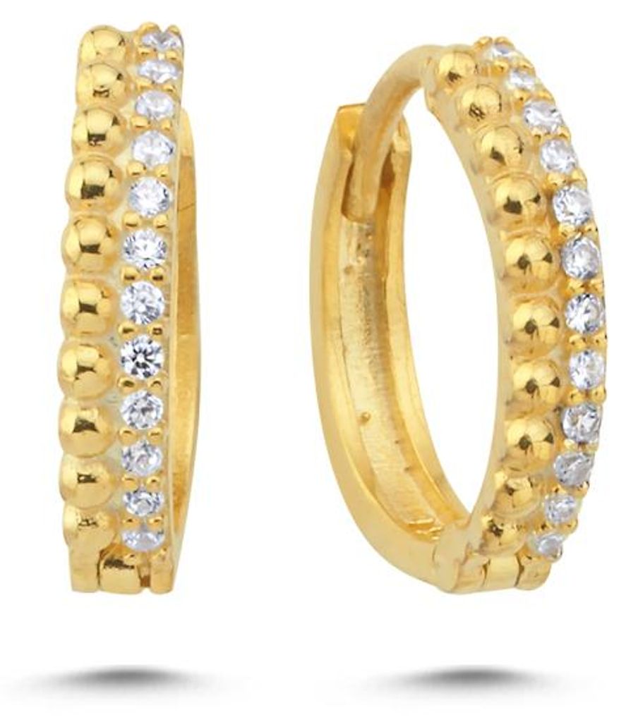 Damen Creolen Gold Zirkonia 925 Silber Kleine Elegante Ohrringe