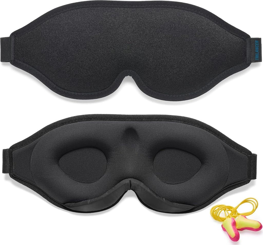Innovative Schlafmaske fš¹r Herren und Frauen, 99.99% Licht blockierend Ergonomische, Nickerchen, Meditation, Reisen, angenehme Nachtruhe(Schwarz)