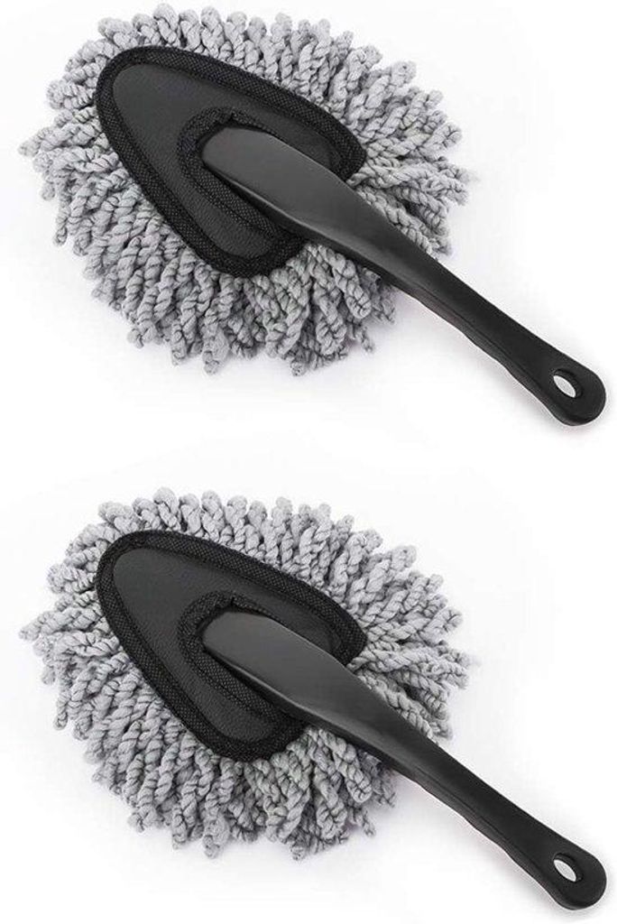 Set aus 2 weichen Microfaser-Bürsten für Auto, Motor, Armaturenbrett und Lüftungsdüsen – grau