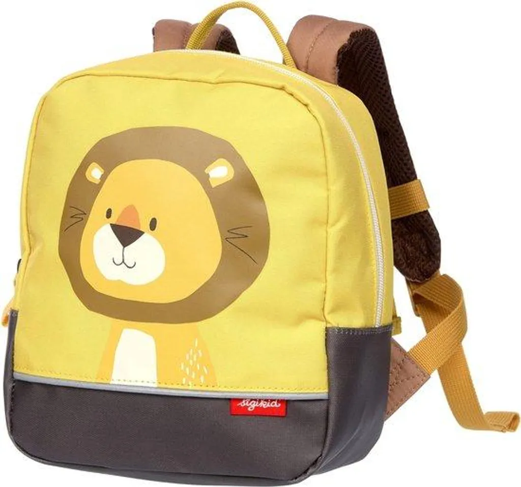Sac à dos lion jaune enfant ajustable : design fun et résistant