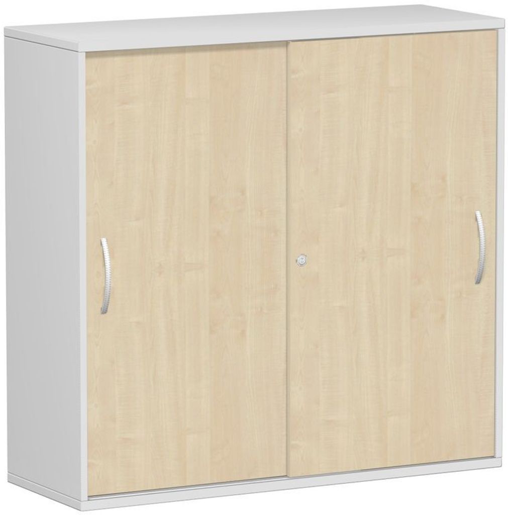 Geramöbel Schiebetürenschrank Oberboden 25 mm, mit Standfüßen, abschließbar, 1200x425x1182, Braun/grau, S-312353-AL
