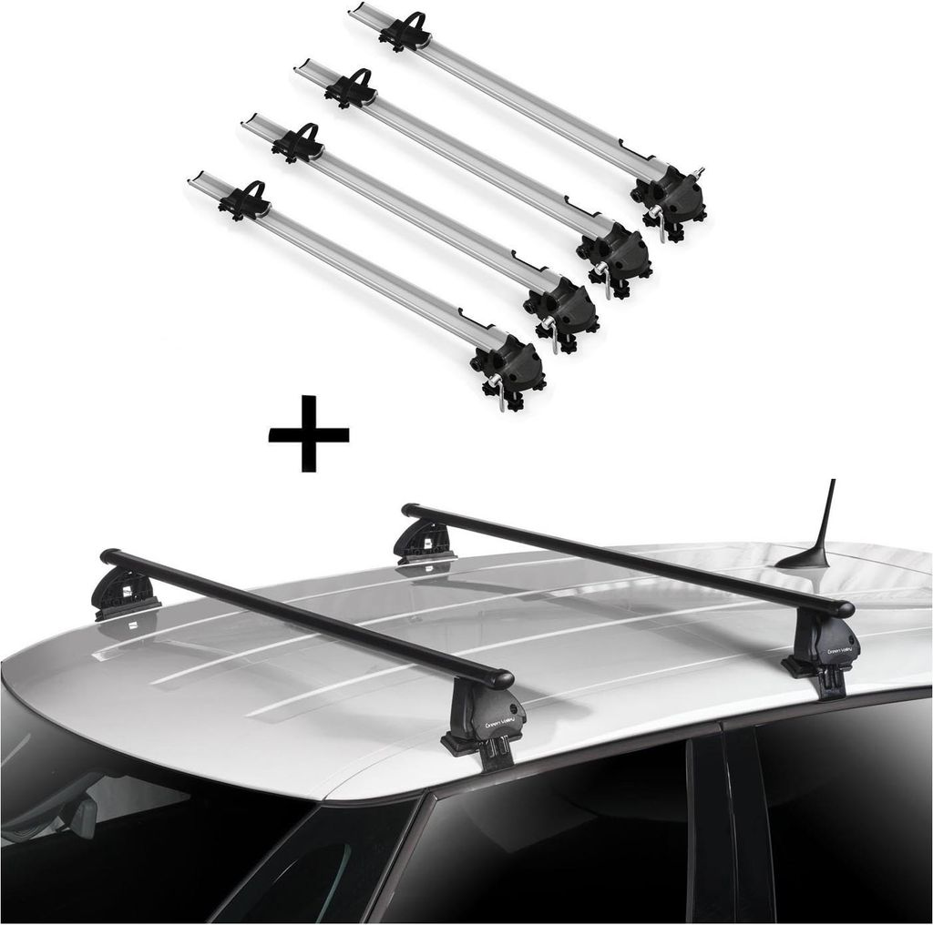4x Fahrradträger Bike Pro + Dachträger VDP EVO Stahl kompatibel mit Lancia Delta 5 Türer 2008-2014