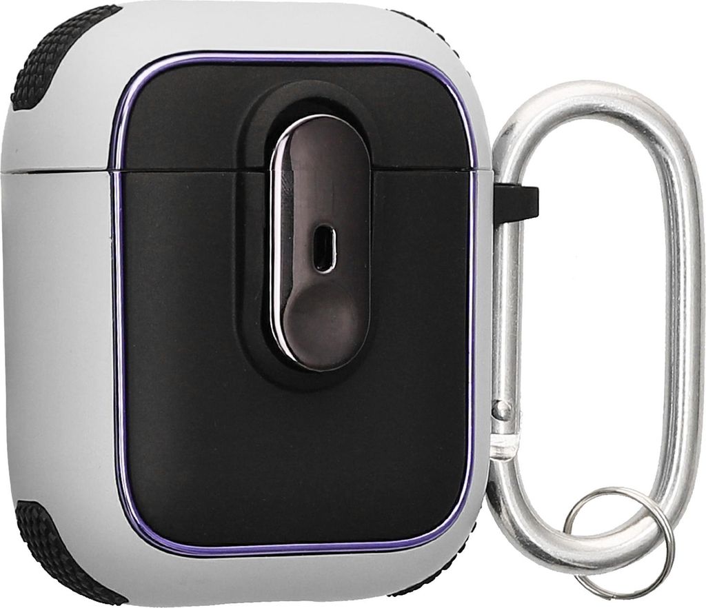 kwmobile Hülle kompatibel mit Apple Airpods 1 & 2 Hülle - Kopfhörer Case - TPU Cover mit Karabiner - Stoßfeste Schutzhülle - Weiß Schwarz