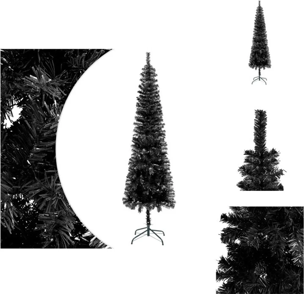 Sapin de Noël artificiel étroit noir 240 cm - Arbre de fête vidaXL chic
