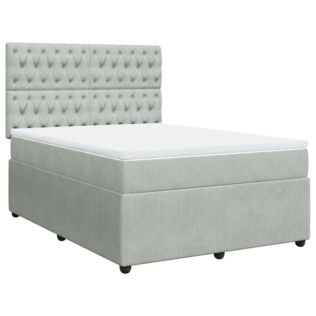 "SALE 2026"Boxspringbett Modernes/Doppelbett - Polsterbett Erwachsene/r /Kind - mit Matratze Hellgrau 140x190cm Samt - Klassische Betten DEMöbel68...