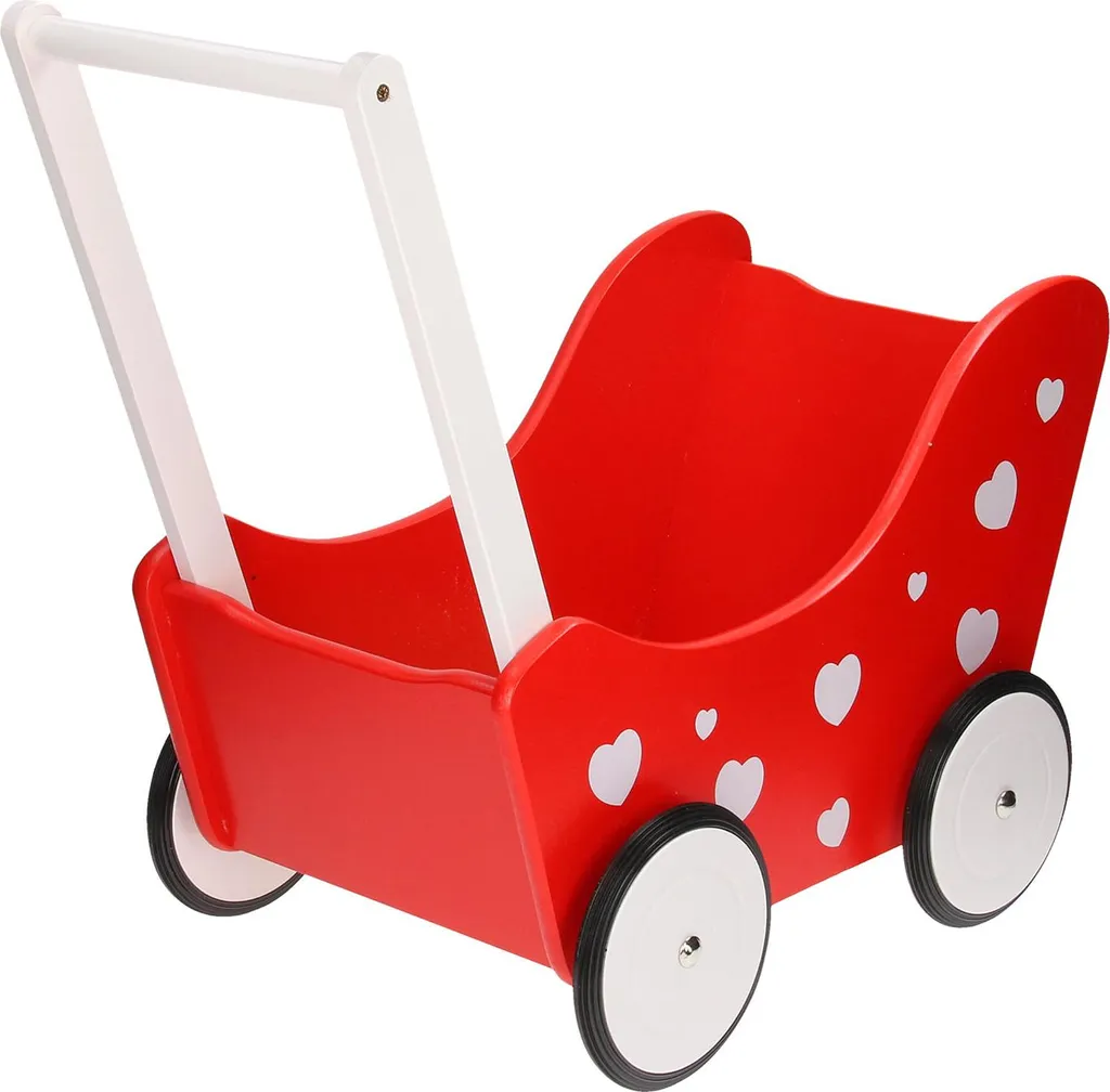 Landau de poupée rouge robuste : fini les roues qui grincent au jeu