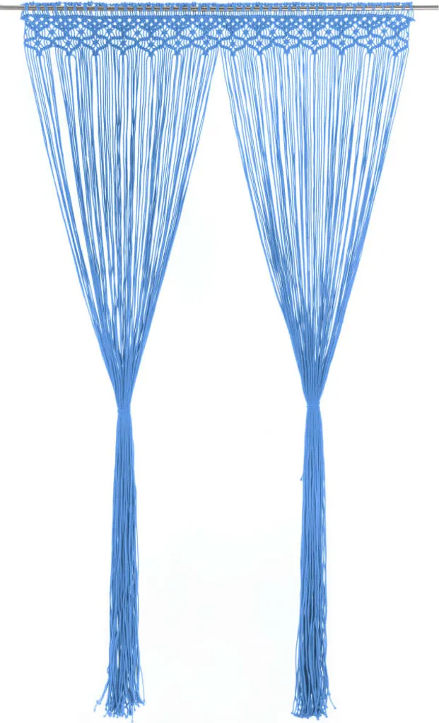 Tenda Blu Cotone Macramè 140x240 - Atmosfera Mediterranea in Casa
