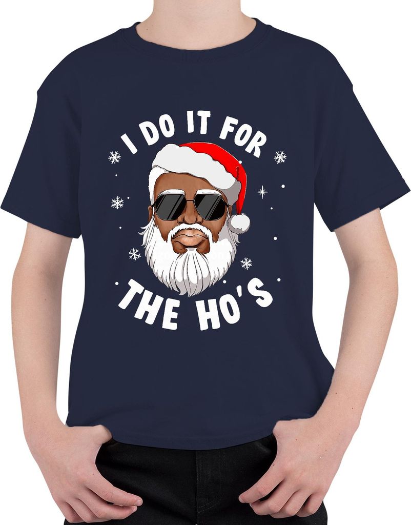 I Do It For The Ho's Santa Weihnachtsmann Geschenk lustig Uni Kinder T-Shirt, Navy, 152