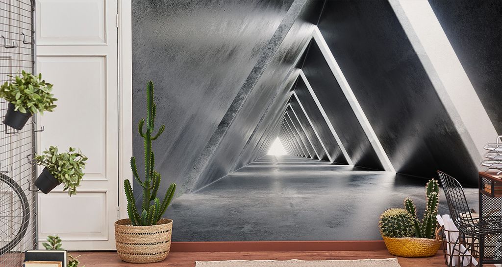 Fototapete Vlies Tapete zauberhafter 3D Tunnel - GRAU 270 cm (B) x 180 cm (H) Wandbild Wanddeko