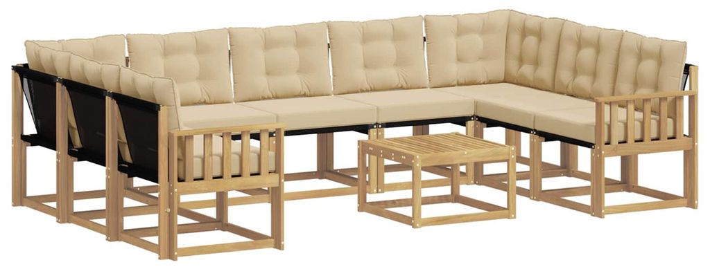 vidaXL Outdoor-Sofagarnitur mit Kissen 10 pcs Weiß und Beige