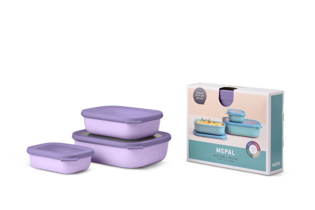 Set Multischüssel Cirqula rechteckig flach 3-teilig (500+1000+2000) - Vivid lilac