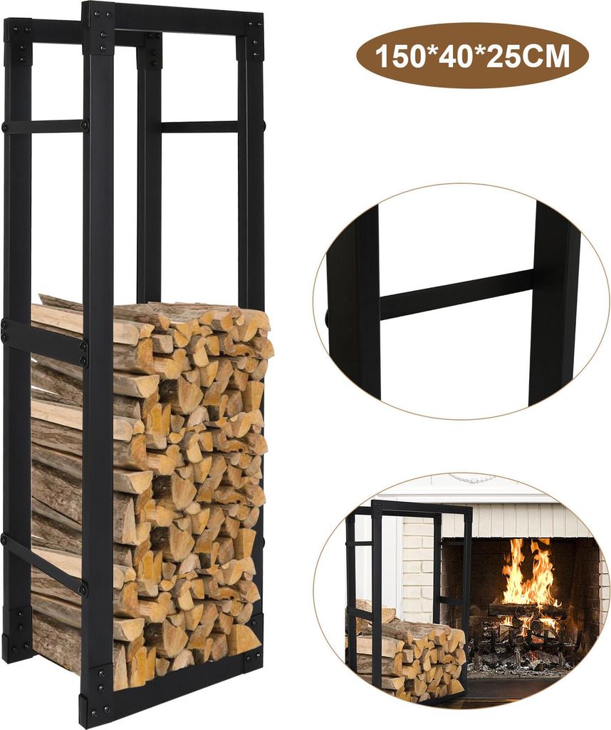 Bettizia étagère à bois de cheminée métal étagère à bois de Image du produit 