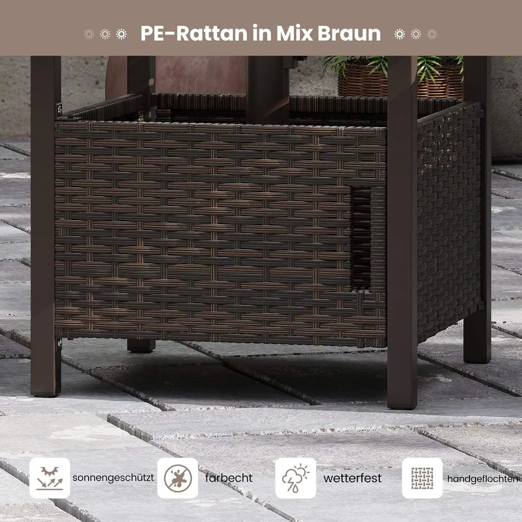Table porte-parasol de terrasse en rotin - Support d'appoint d'été - 3