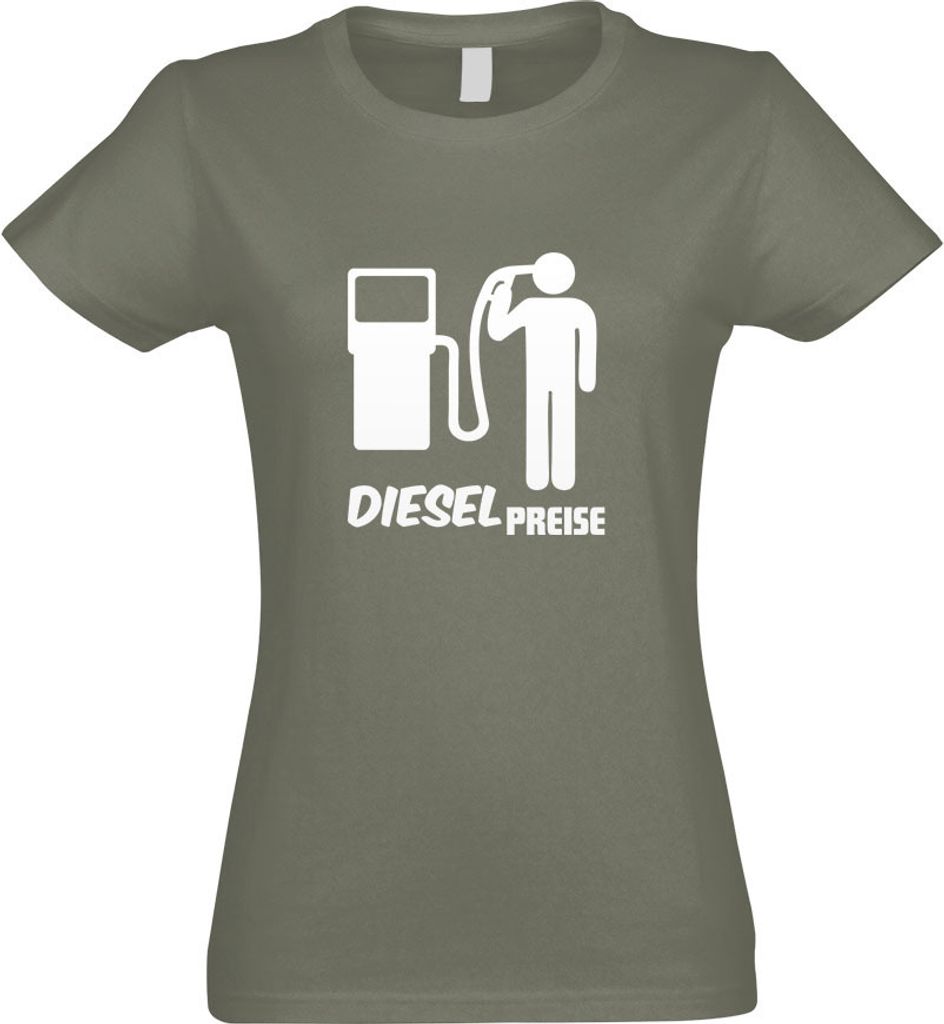 Kiwistar - T-Shirt tailliert - Damen - Olive - Diesel Preise - mit Motiv Bedruckt - Funshirt Design - Sport - Freizeit - Damen - M