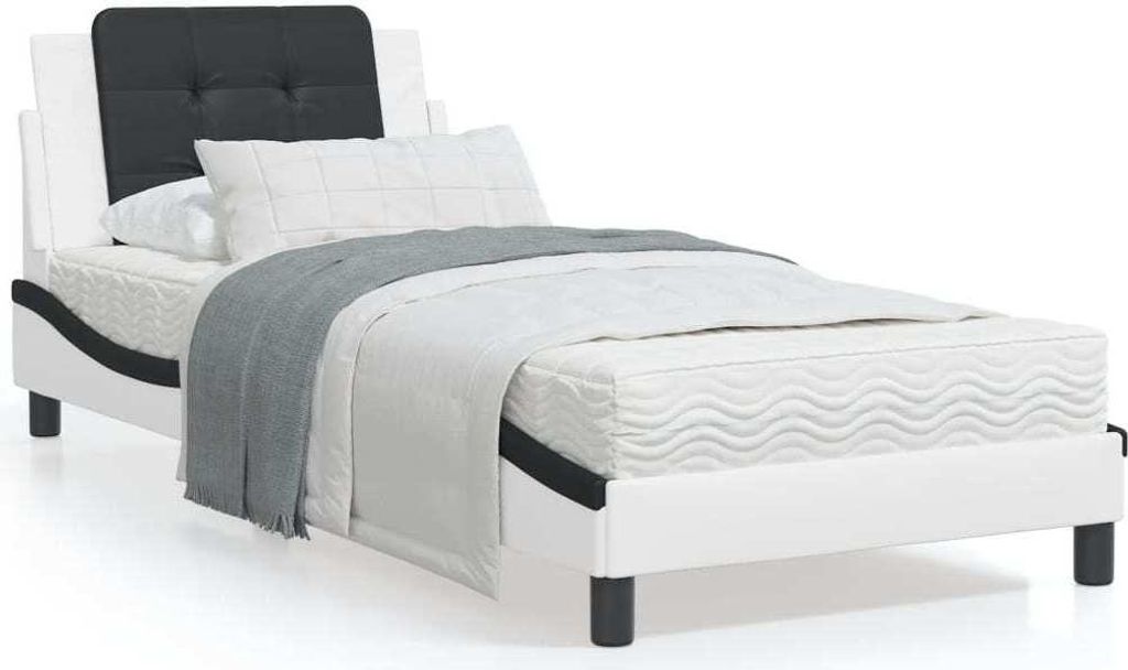 Maison Exclusive - Bettgestell ohne Matratze "Zadar" Weiß und Schwarz 90x190 cm Kunstleder