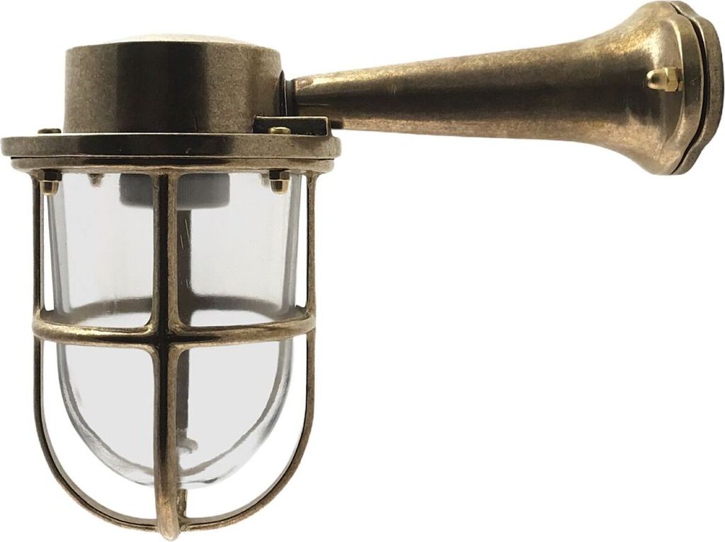 Wandleuchte außen Glas Messing E27 IP64 18 cm hoch in Maritim Wandlampe