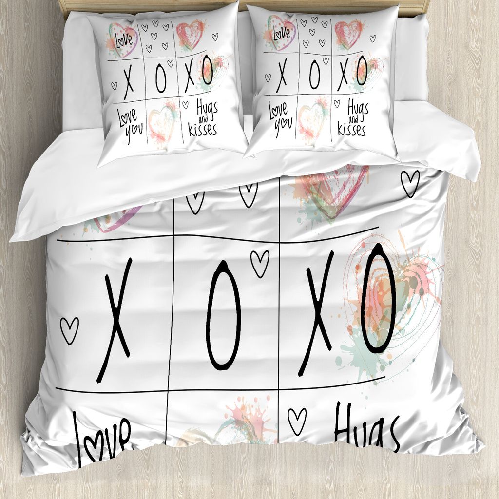 ABAKUHAUS Xo Bettbezug, Herz in den Aquarellen, Milbensicher Allergiker geeignet mit Kissenbezügen, 200 cm x 200 cm - 80 x 80 cm, Mint Grün Weiß