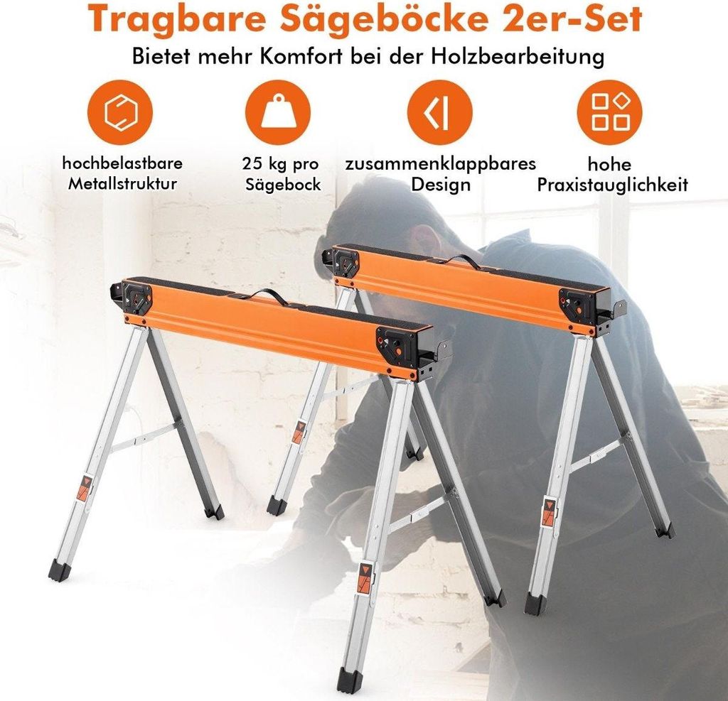 Klappbarer Sägebocksatz, tragbar, 500 kg Tragkraft