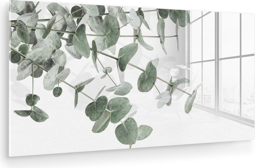 MuchoWow Glasbilder - Bilder auf Wandbild - Foto auf Glas Eukalyptus - Blätter - Natur - Grün 80x40 cm Wanddekoration aus Glas - Acrylglasbild - ...