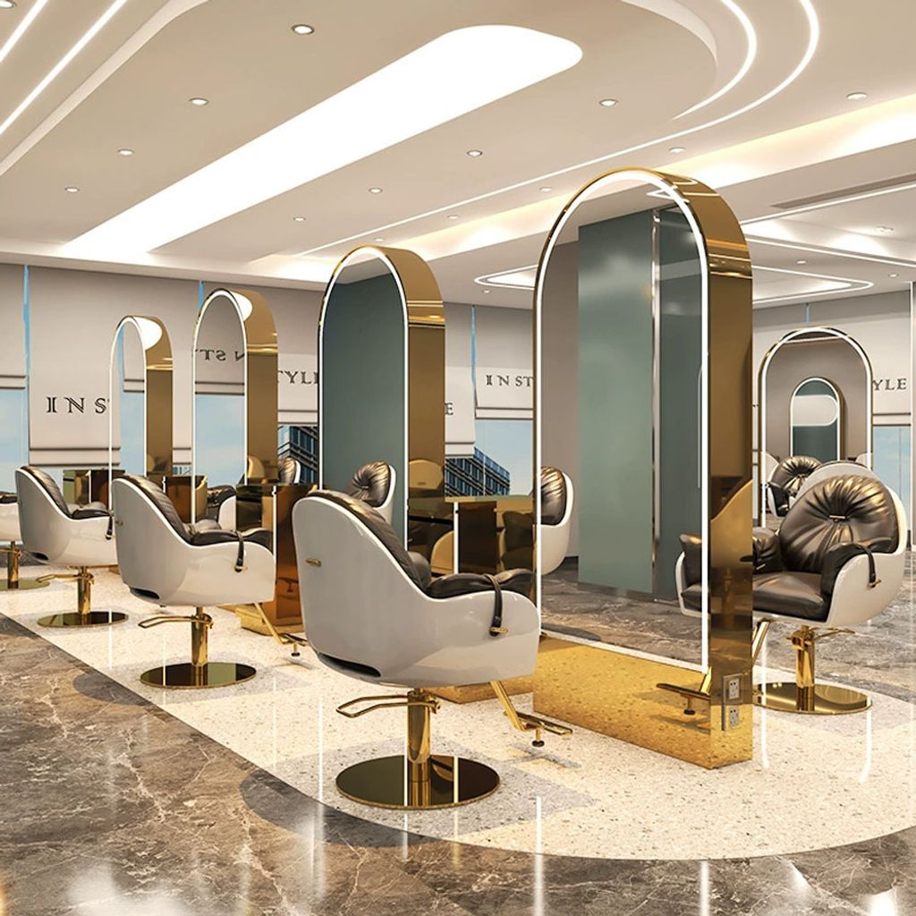 Spiegel Standspiegel Ganzkörperspiegel Friseurspiegel Umkleidespiegel Kosmetikspiegel Fitnessspiegel Gold B